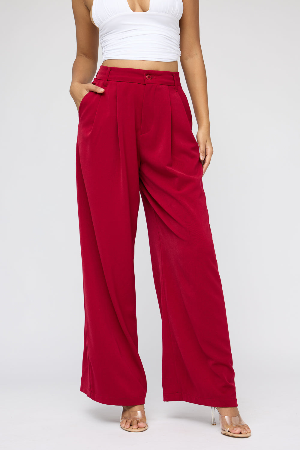 Maple Red Super Flared Korean Pants