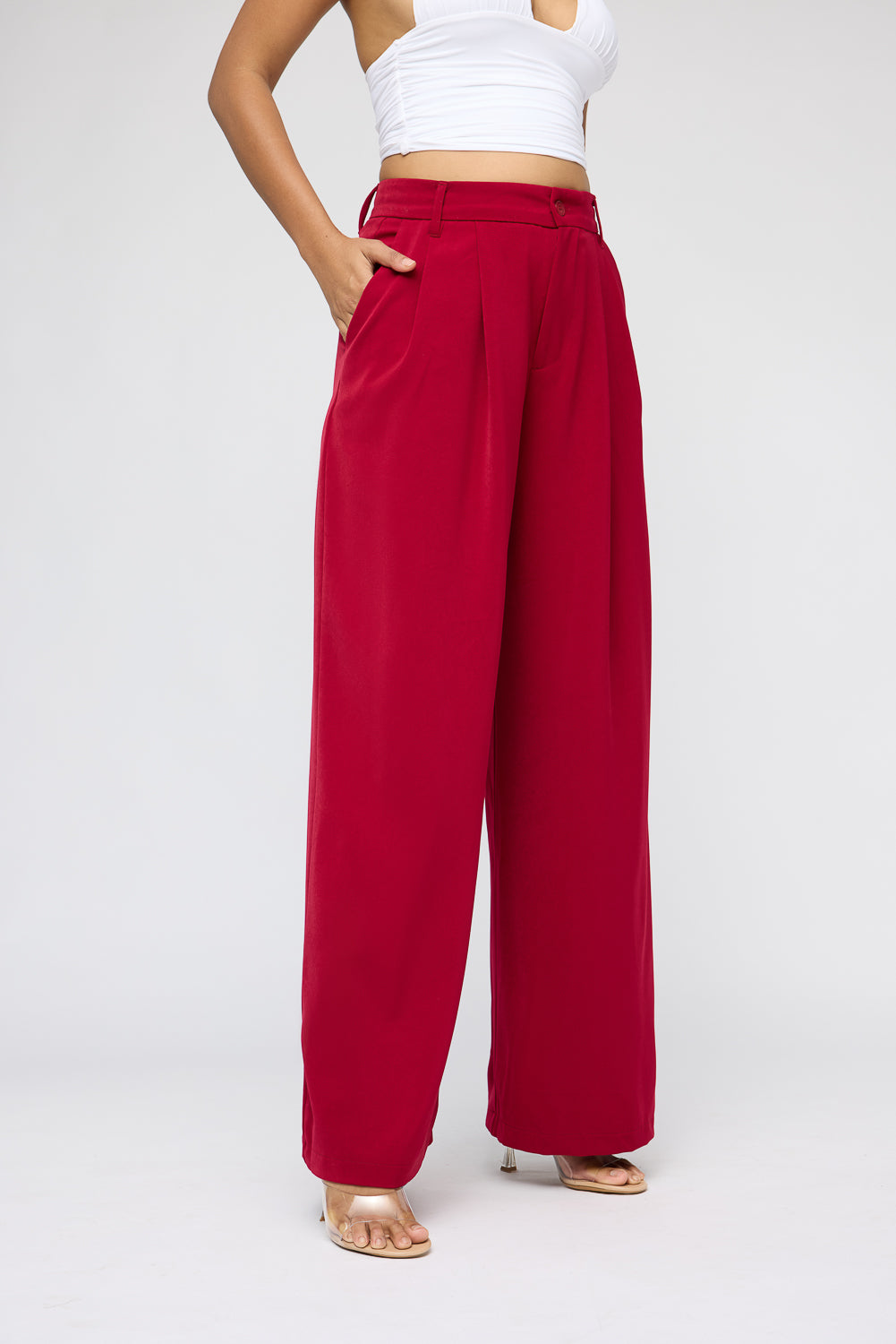 Maple Red Super Flared Korean Pants