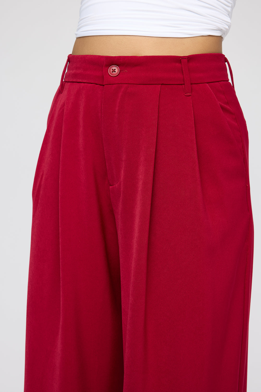 Maple Red Super Flared Korean Pants