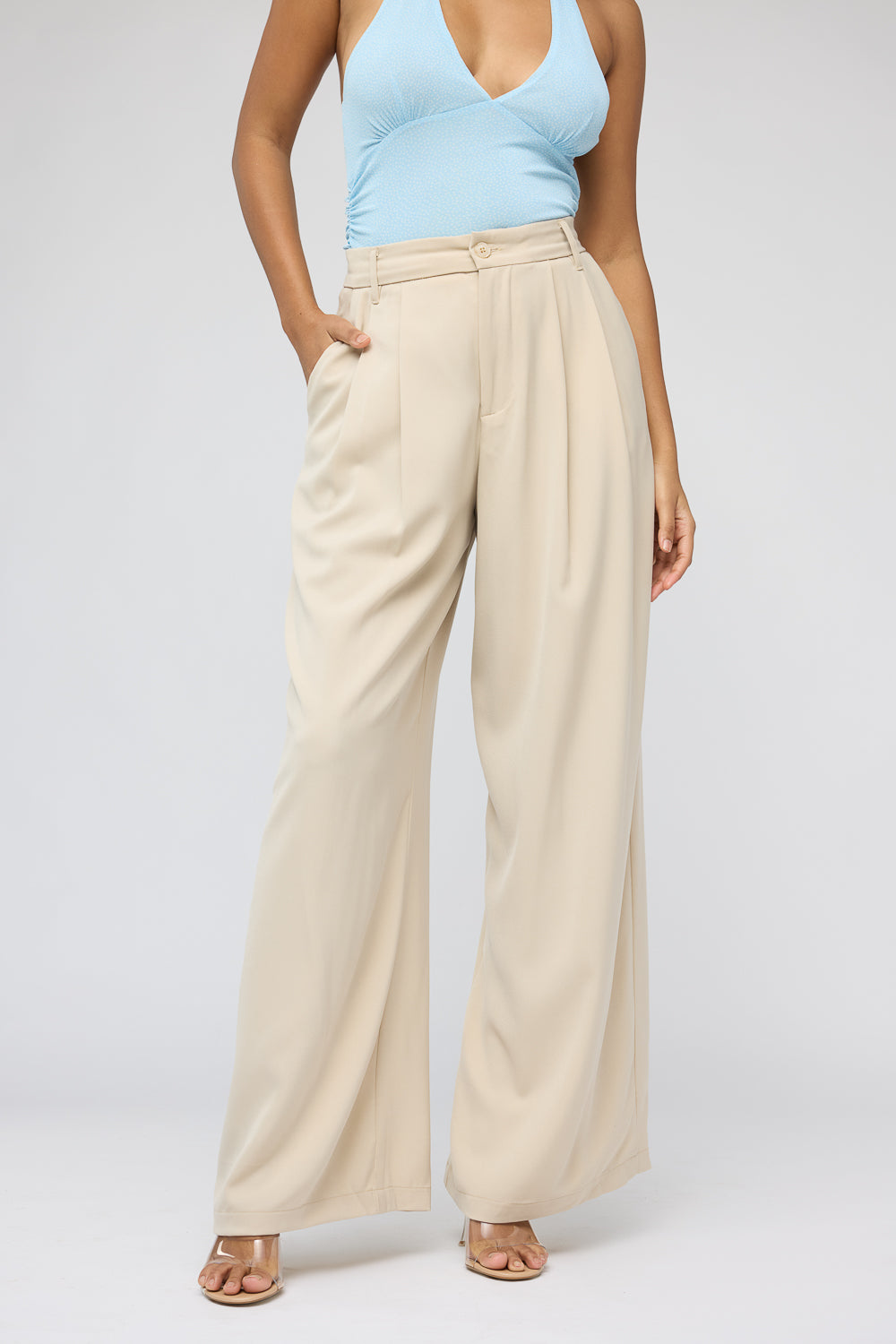 Soft Caramel Super Flared Korean Pants