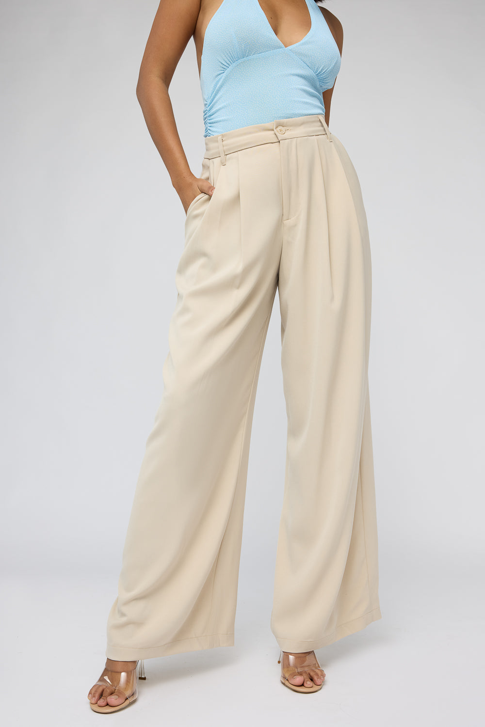 Soft Caramel Super Flared Korean Pants