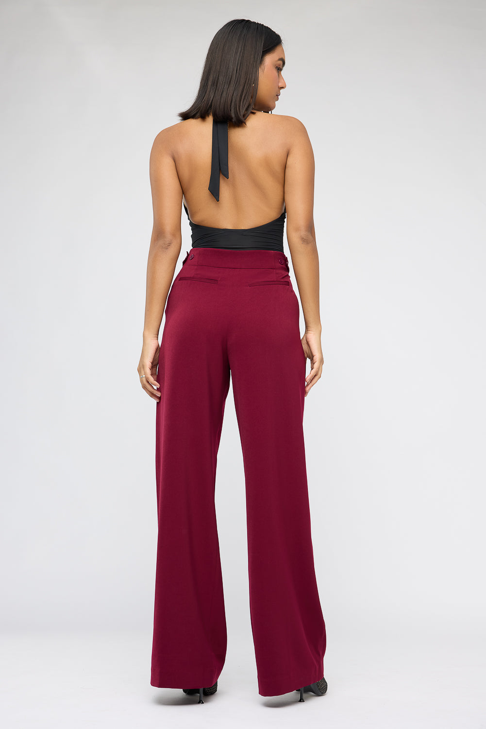 Deep Crimson Adjustable Korean Pants