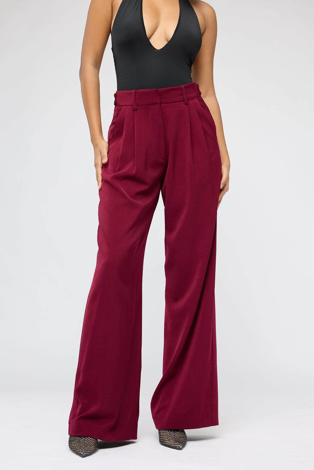 Deep Crimson Adjustable Korean Pants