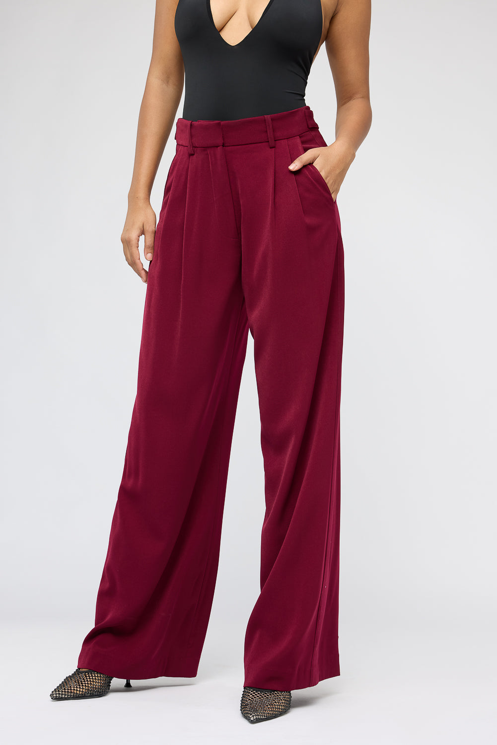 Deep Crimson Adjustable Korean Pants