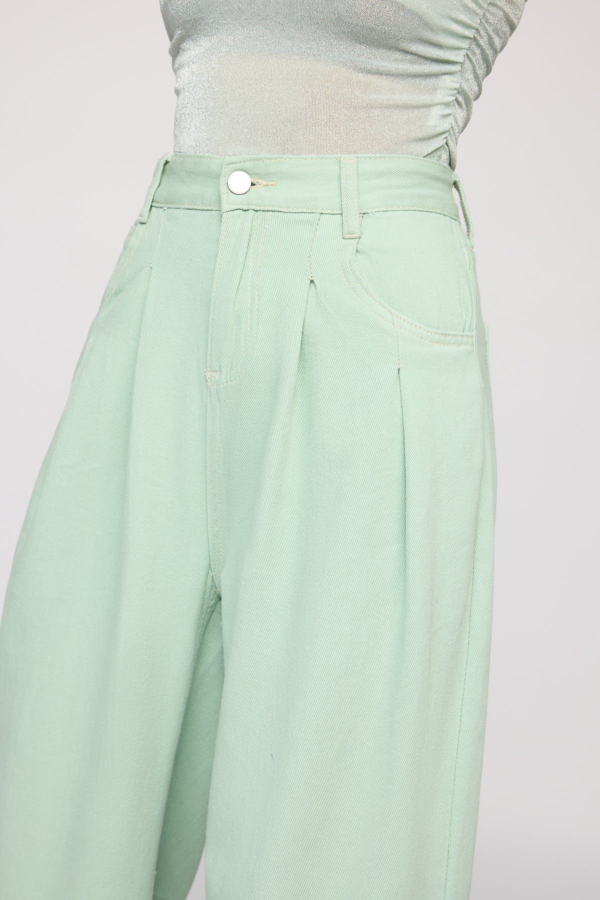 Celadon Green Denim Korean Pants