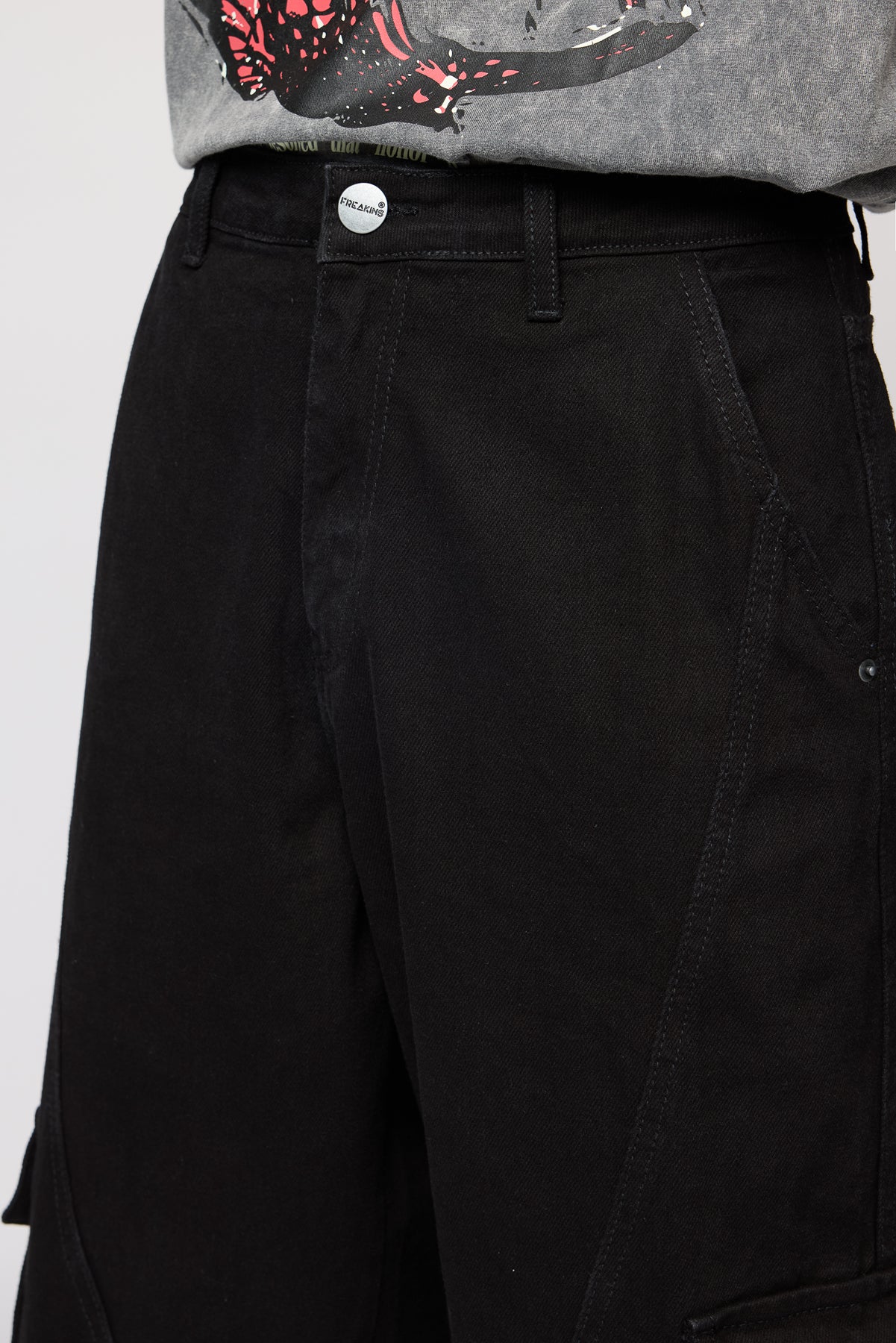 Storm Black Men's Baggy Cargo Jeans