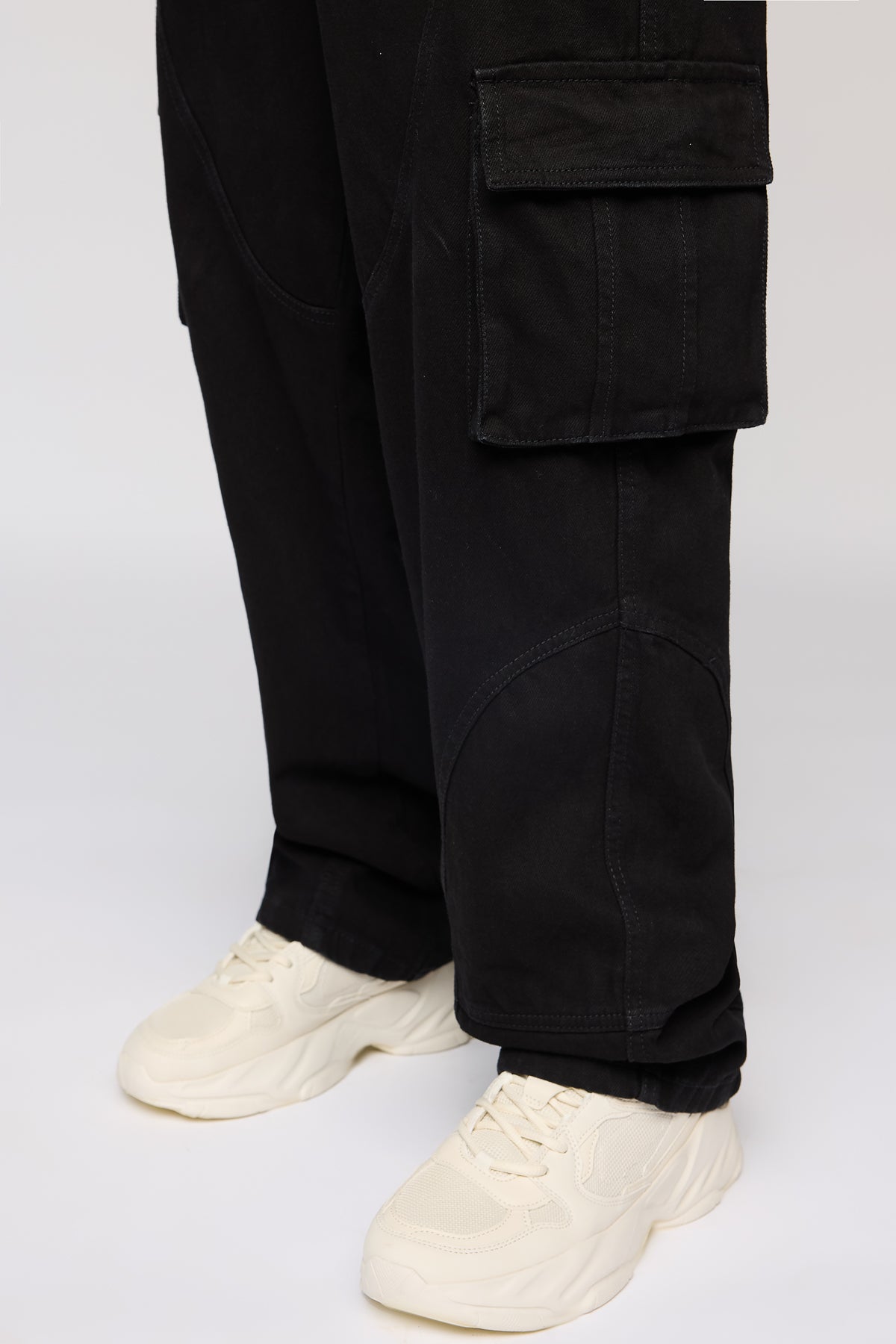 Storm Black Men's Baggy Cargo Jeans