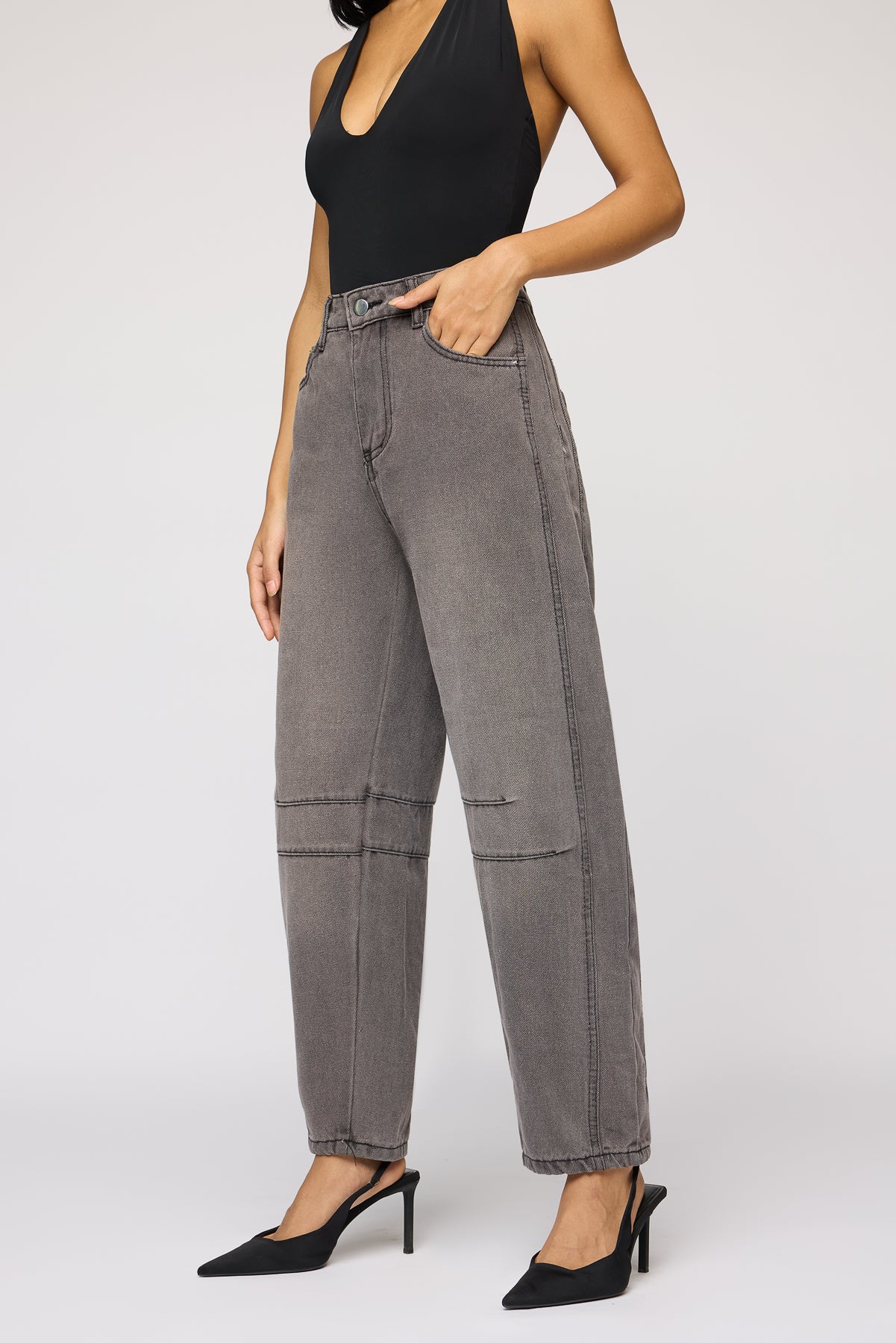 Slate Grey Barrel Leg Jeans