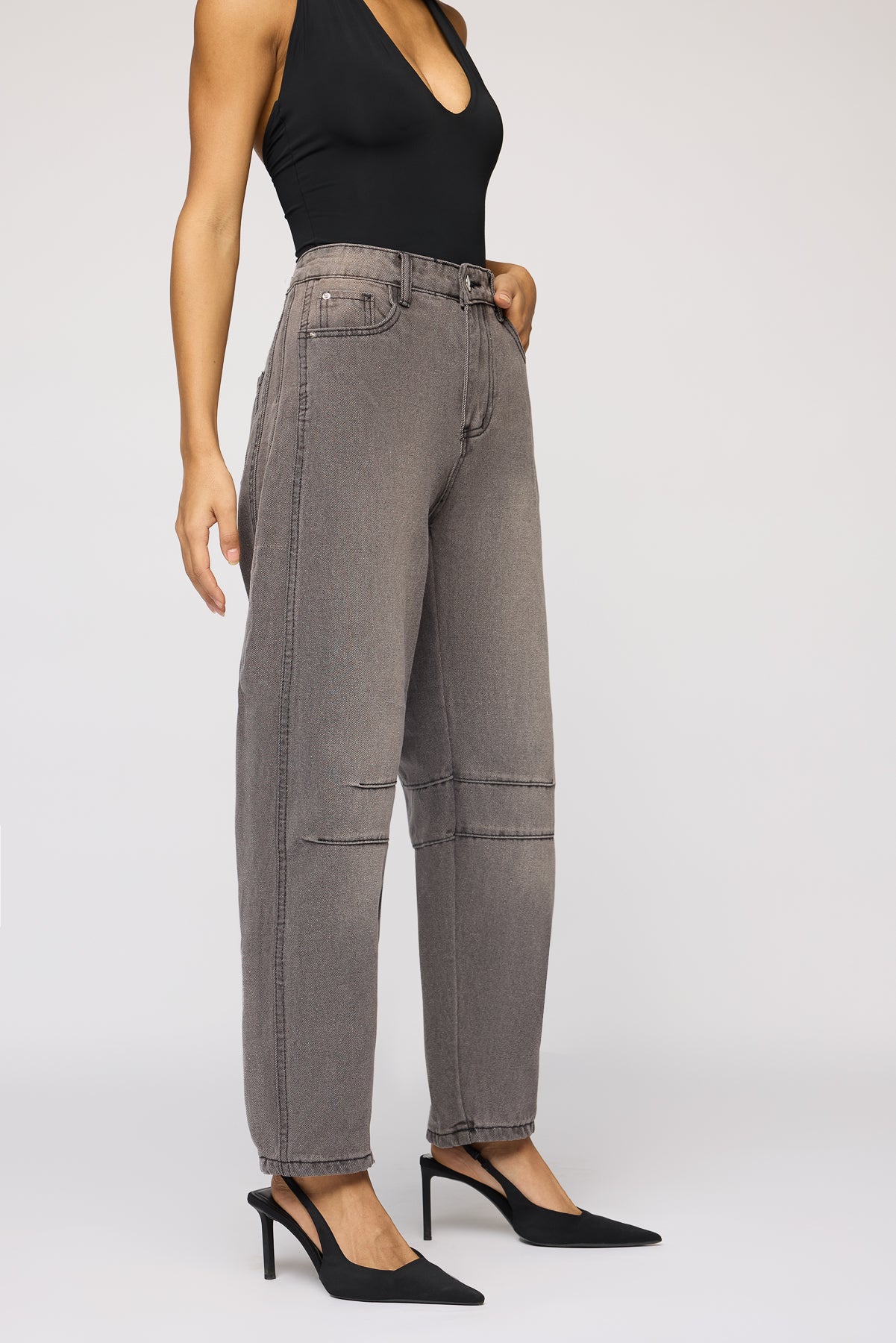 Slate Grey Barrel Leg Jeans