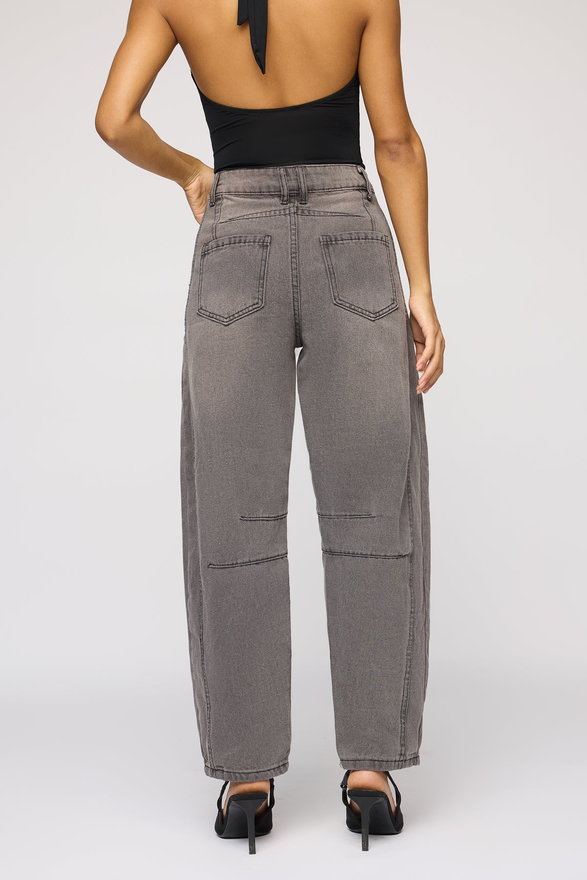 Slate Grey Barrel Leg Jeans