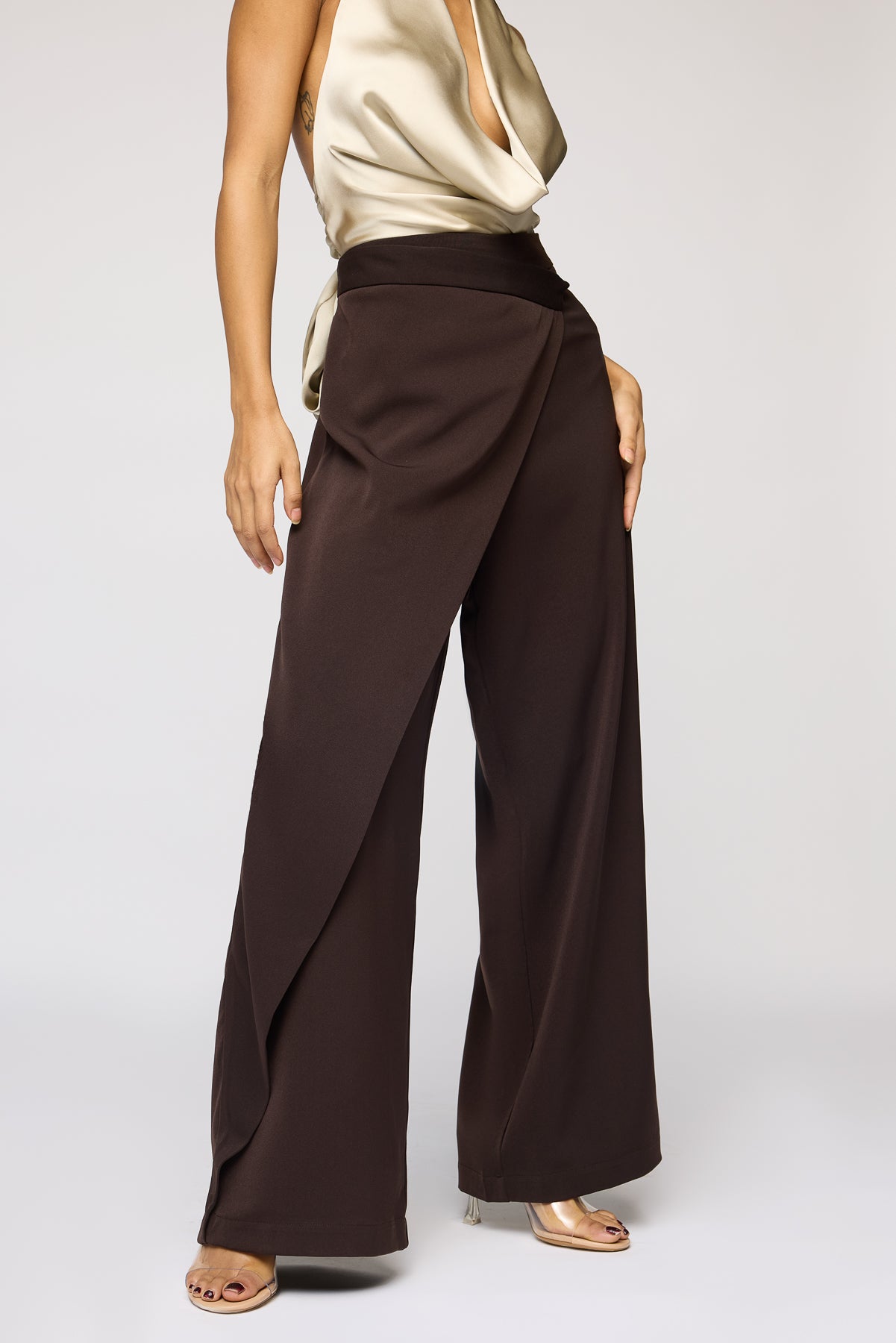 Oak Bark Brown Pareo Korean Pants