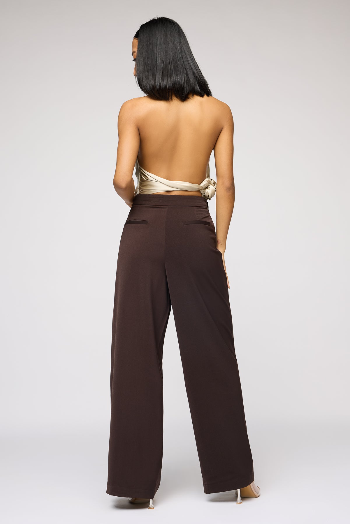 Oak Bark Brown Pareo Korean Pants