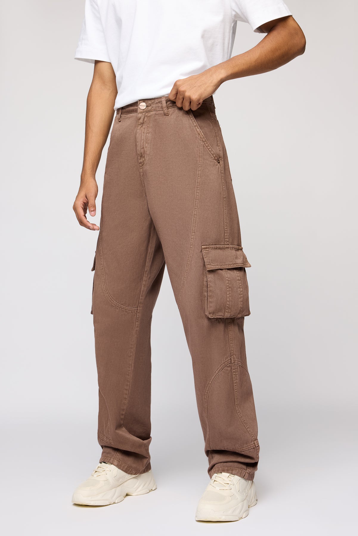 Battle Brown Men's Baggy Cargo Jeans