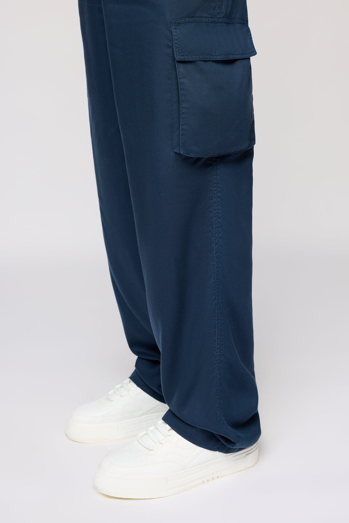 Deep Navy Men's Straight Cargo Korean Pants