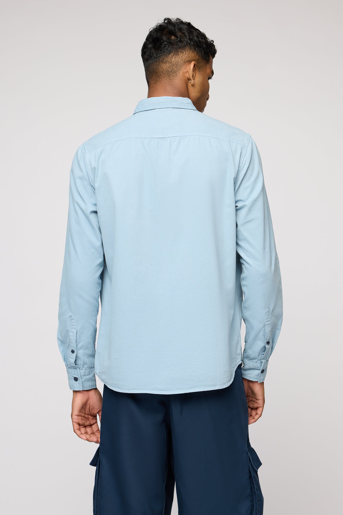 Dusty Blue Twill Men's Long Sleeve Shirt