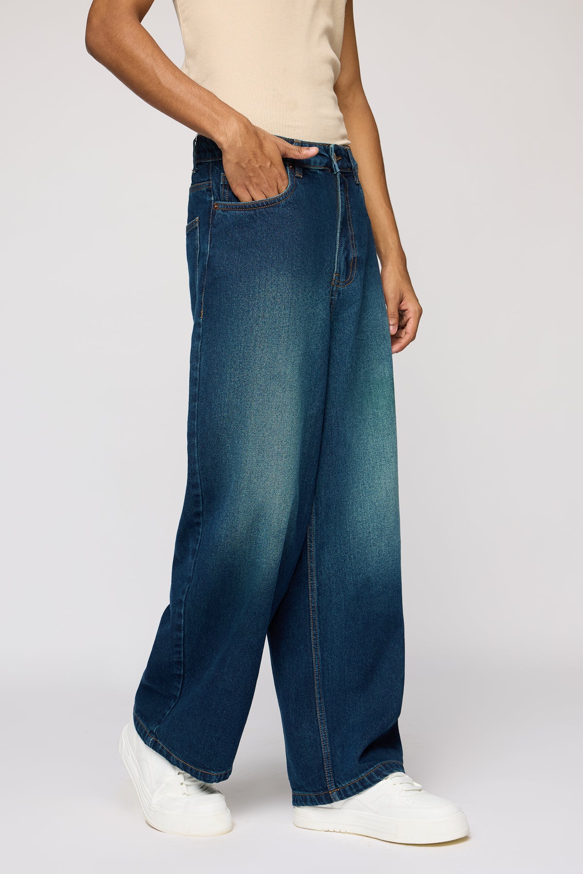 Techno Blue Men's Wide Leg Jeans