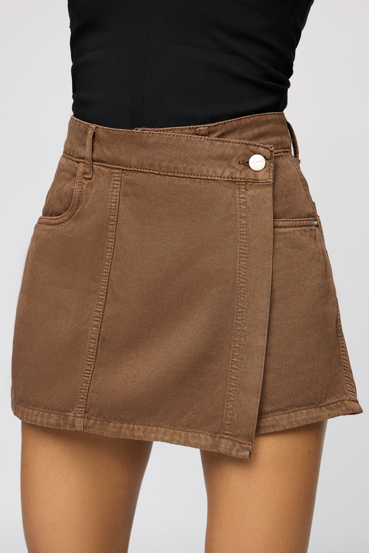 Pecan Brown Asymmetric Skorts