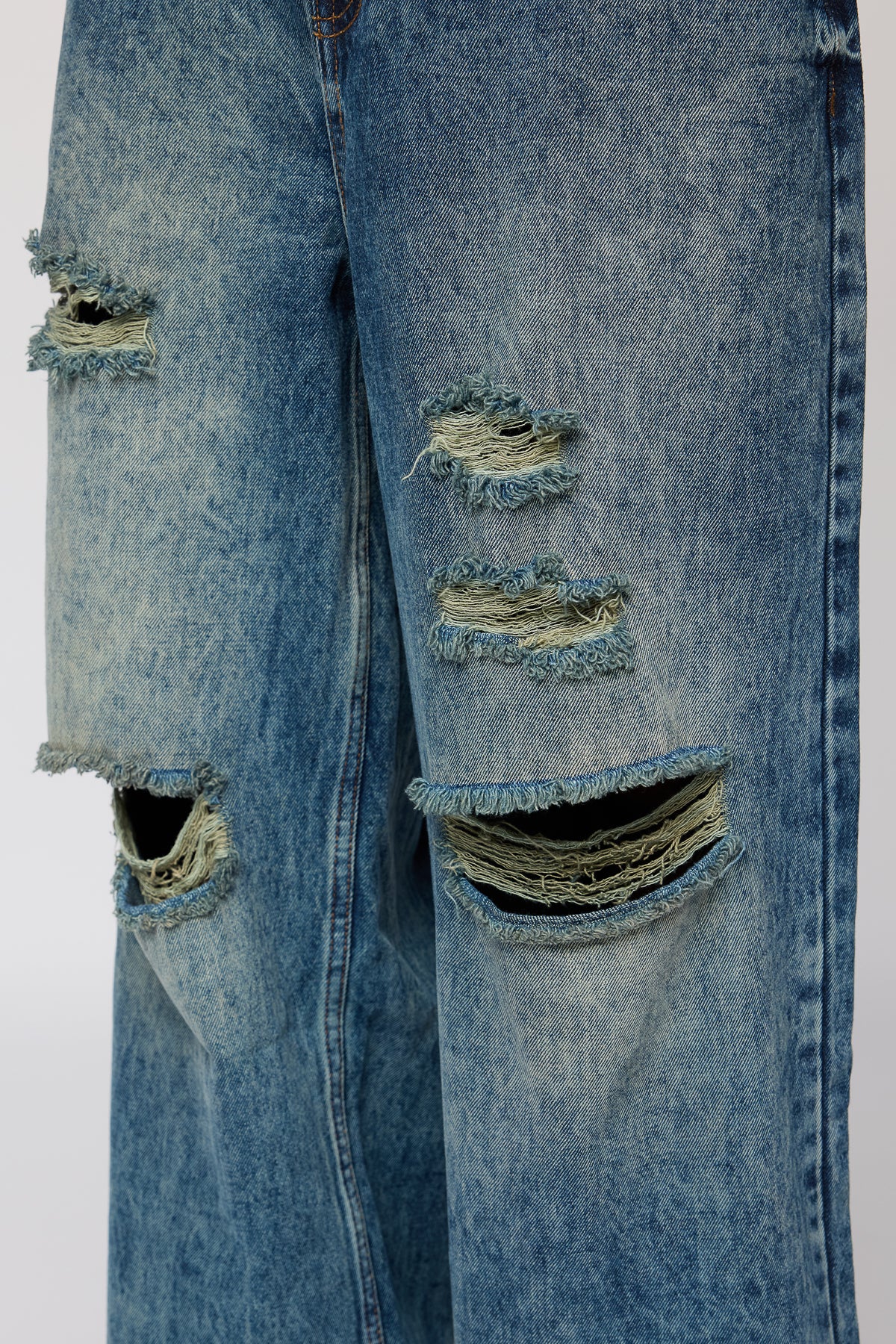 Ripped Riot Mid Blue Men's Wide Leg Jeans