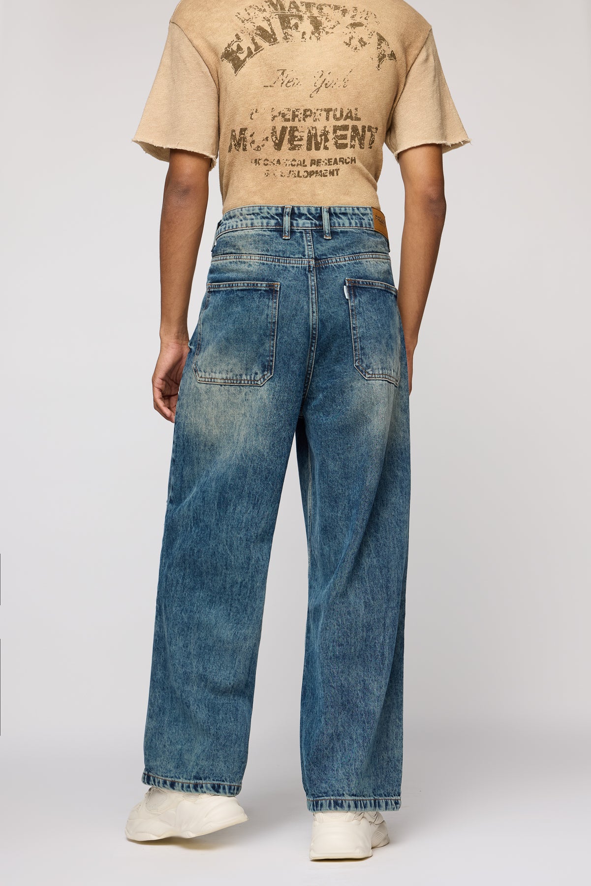 Ripped Riot Mid Blue Men's Wide Leg Jeans