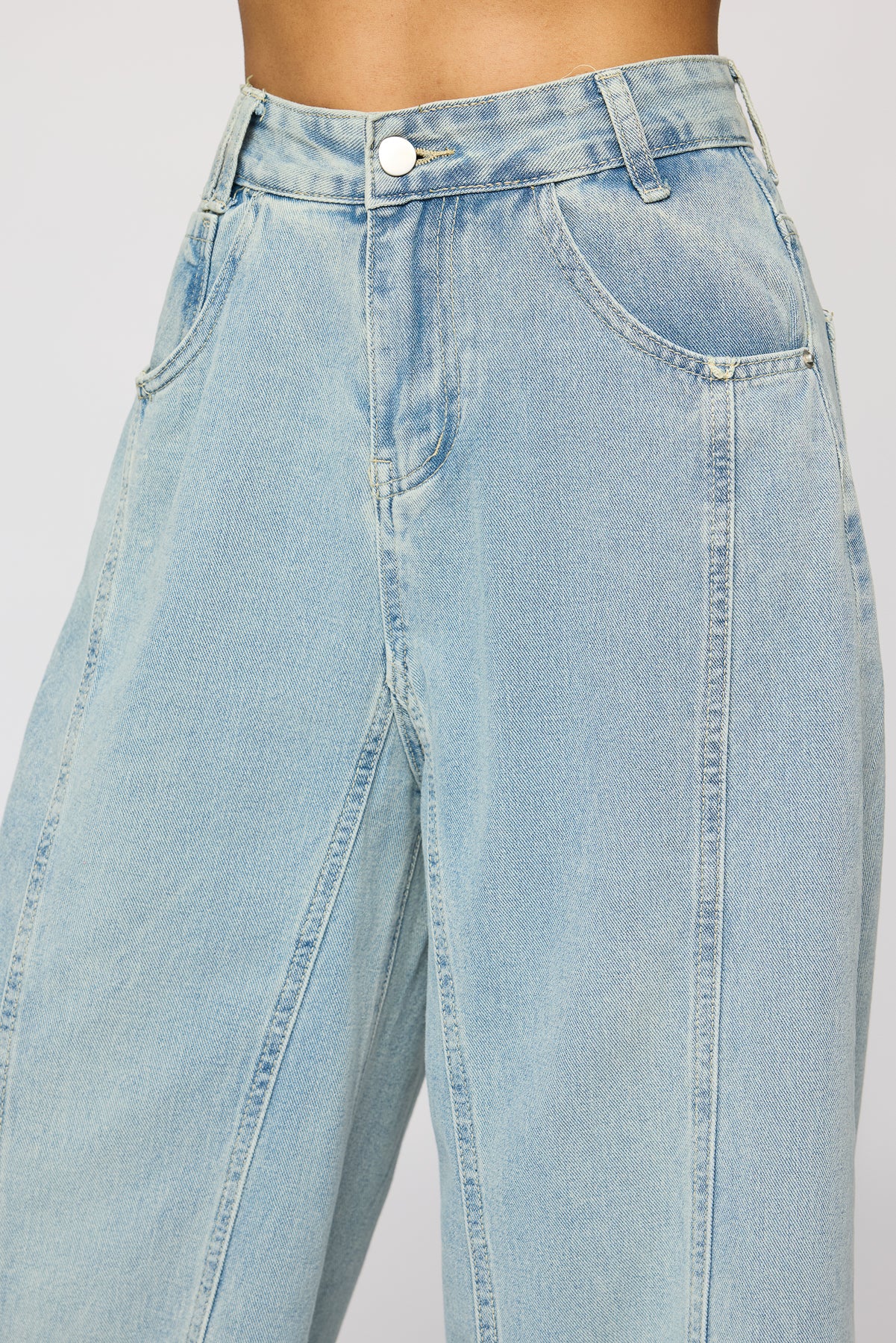 Dew Blue Denim Flared Korean Pants