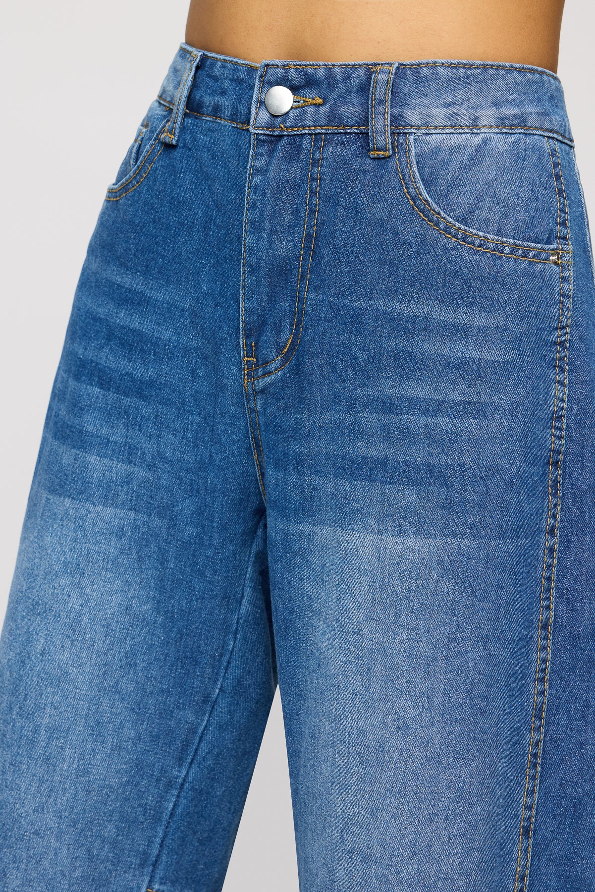 Curvella Dark Blue Barrel Leg Jeans