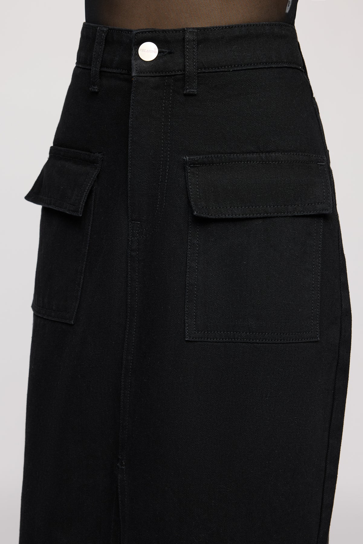 Gothic Black Front Slit Denim Skirt