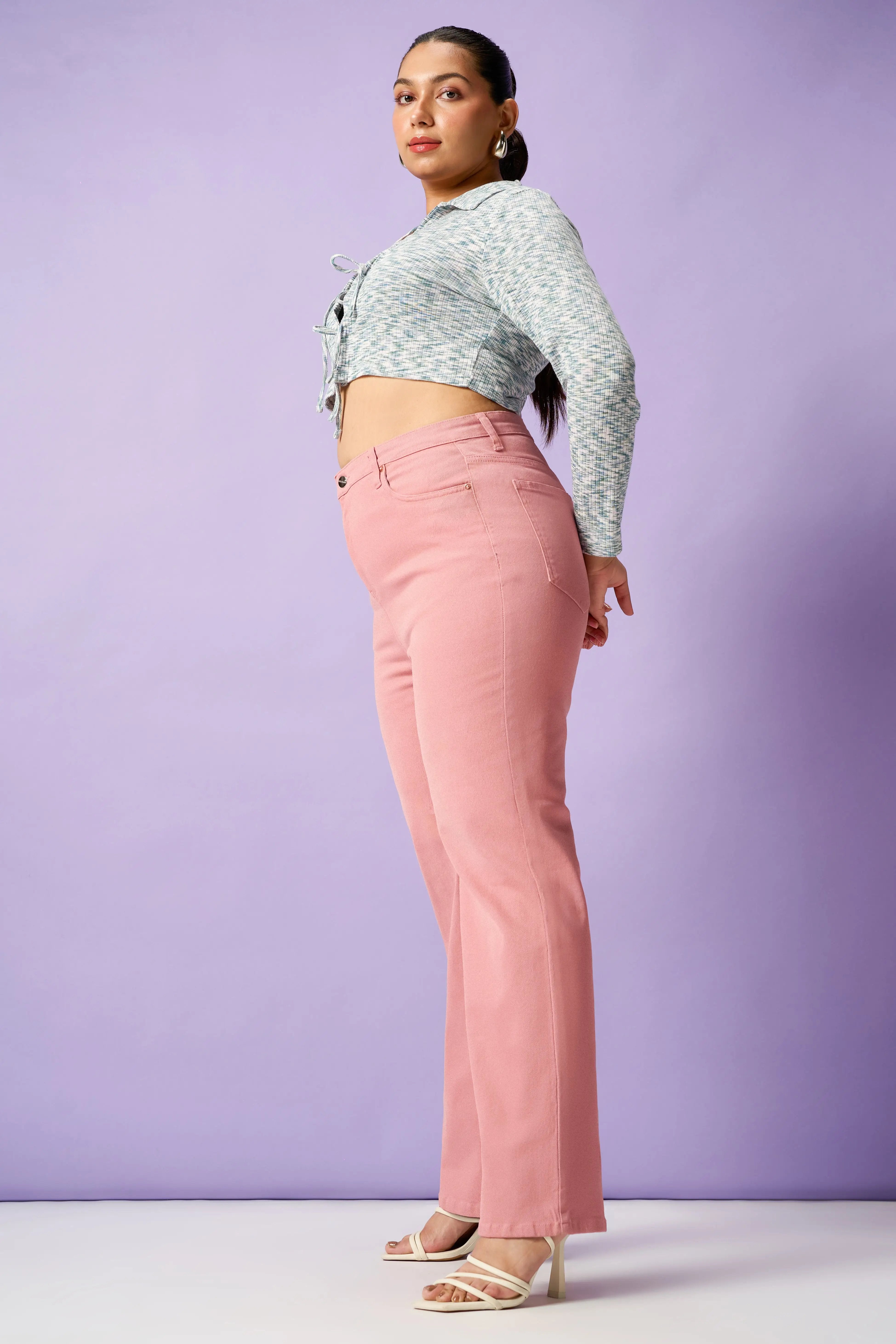 Faint Pink Curve Straight Fit Jeans