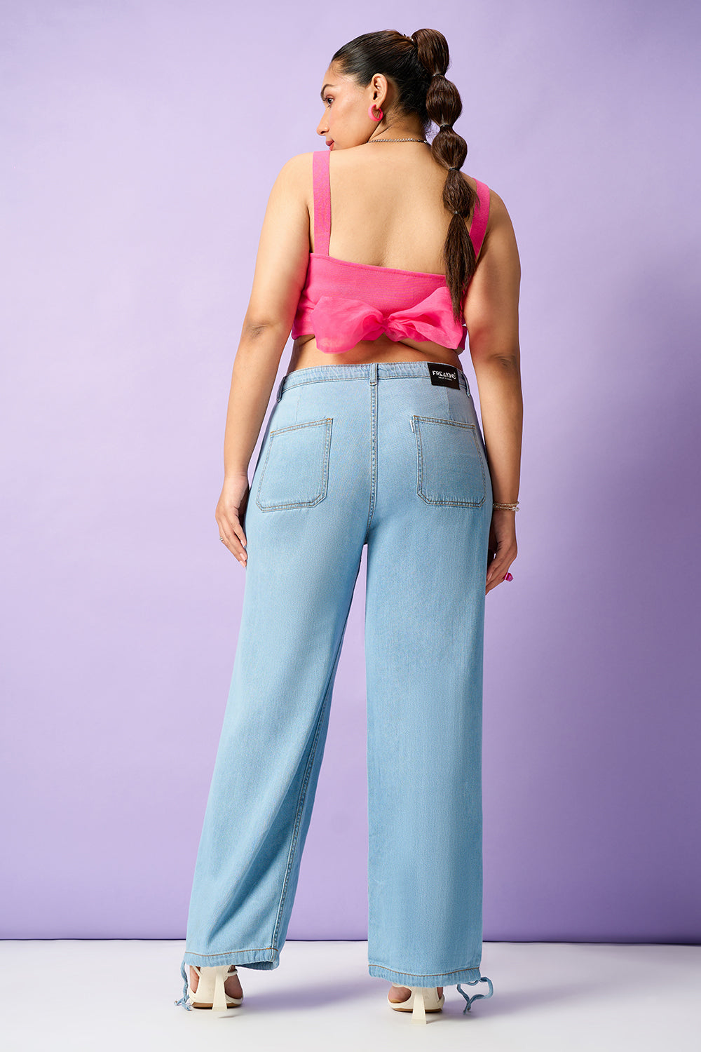 Dusk Blue Curve Denim Korean Pants