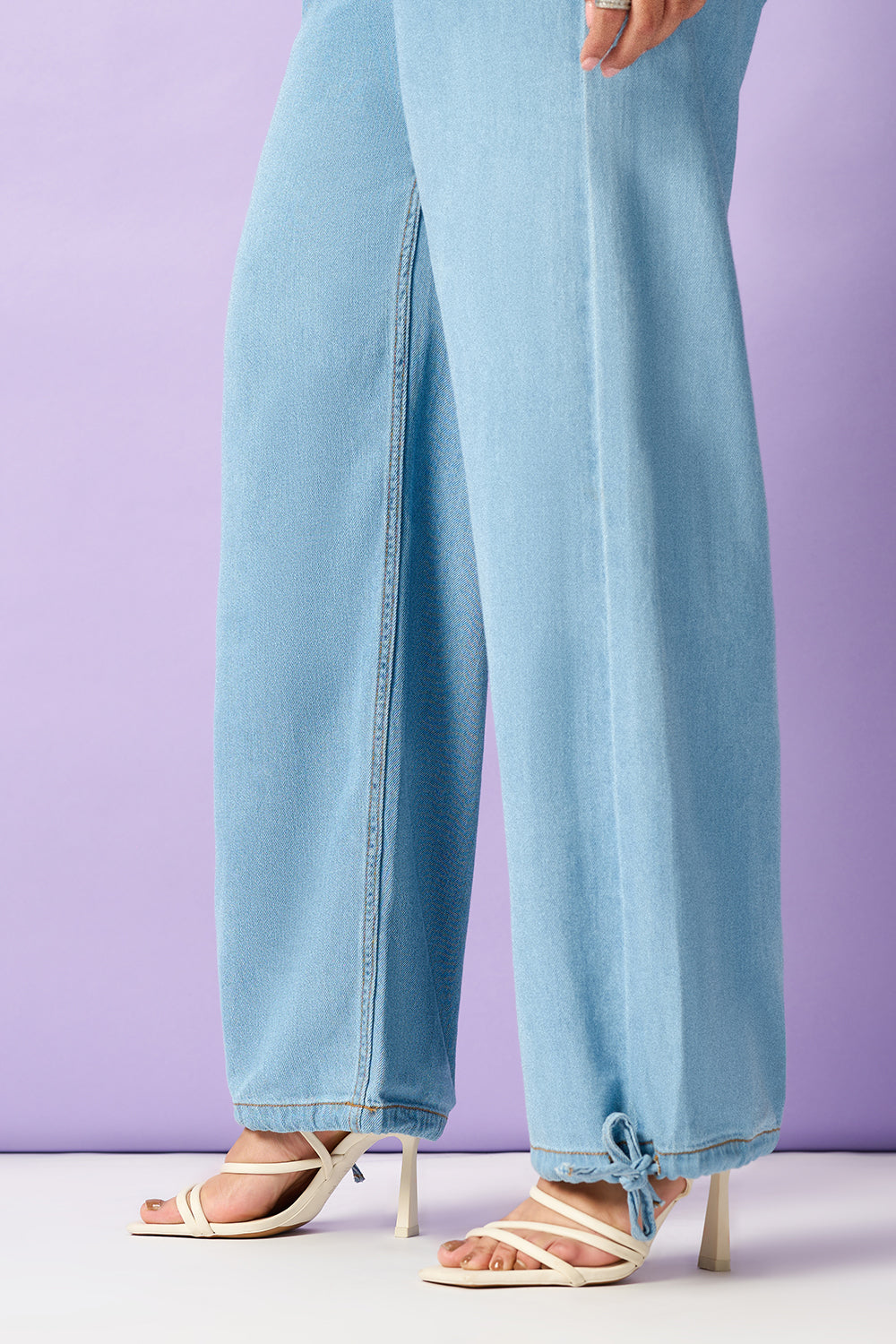 Dusk Blue Curve Denim Korean Pants