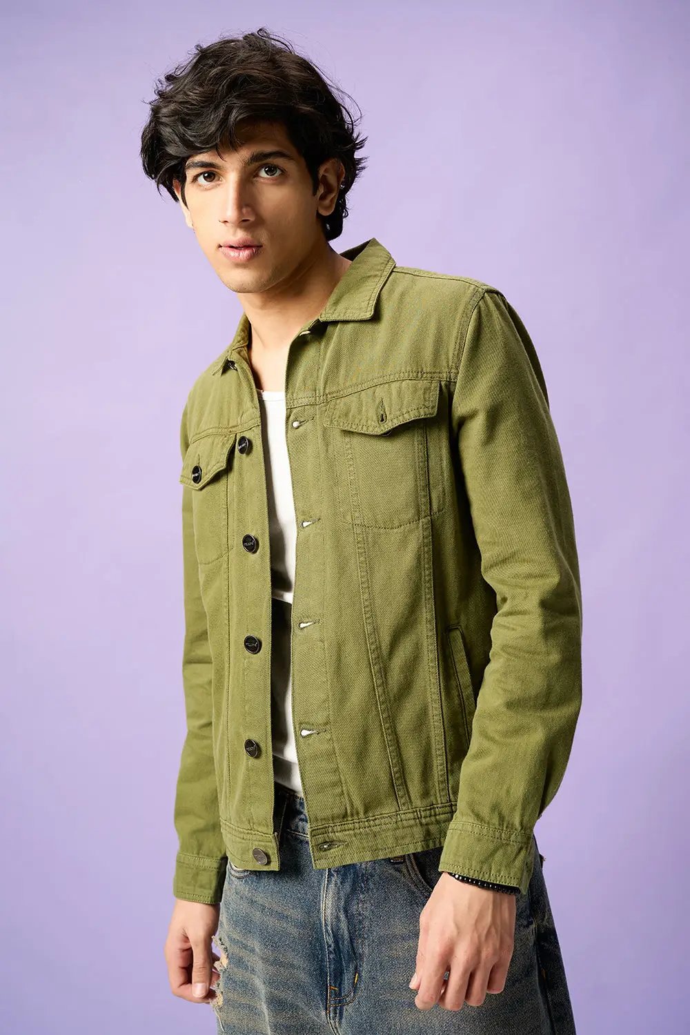 Wildwood Olive Men's Denim Trucker Jacket