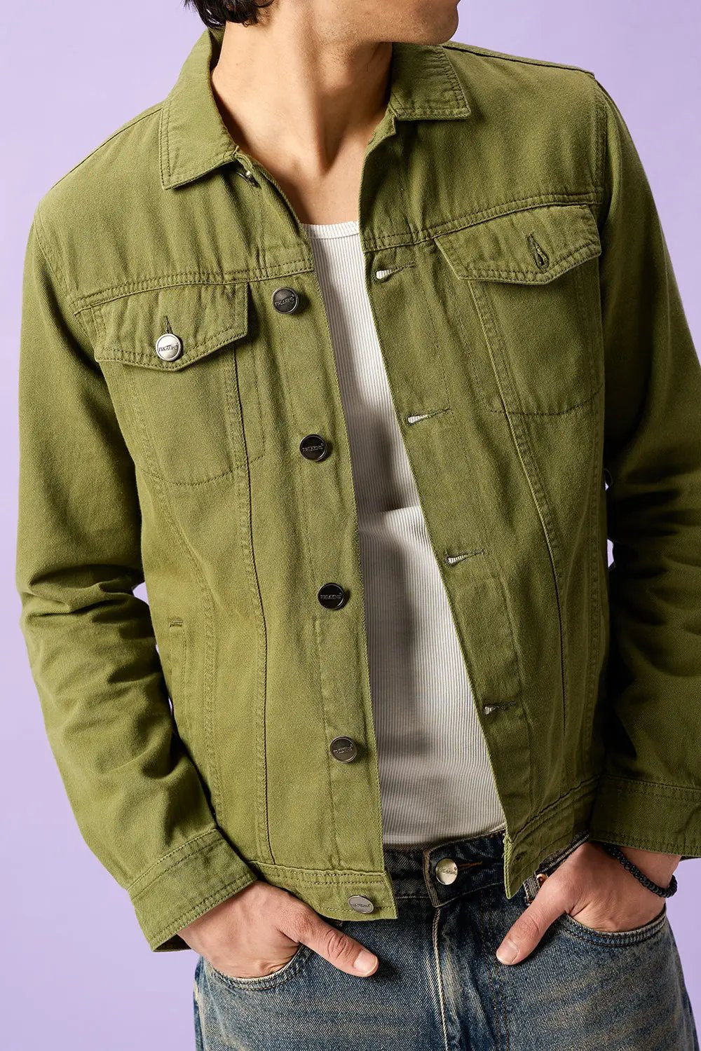 Wildwood Olive Men's Denim Trucker Jacket