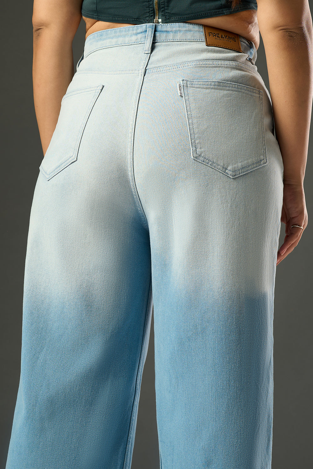 Morning Blue Ombre Curve Wide Leg Jeans