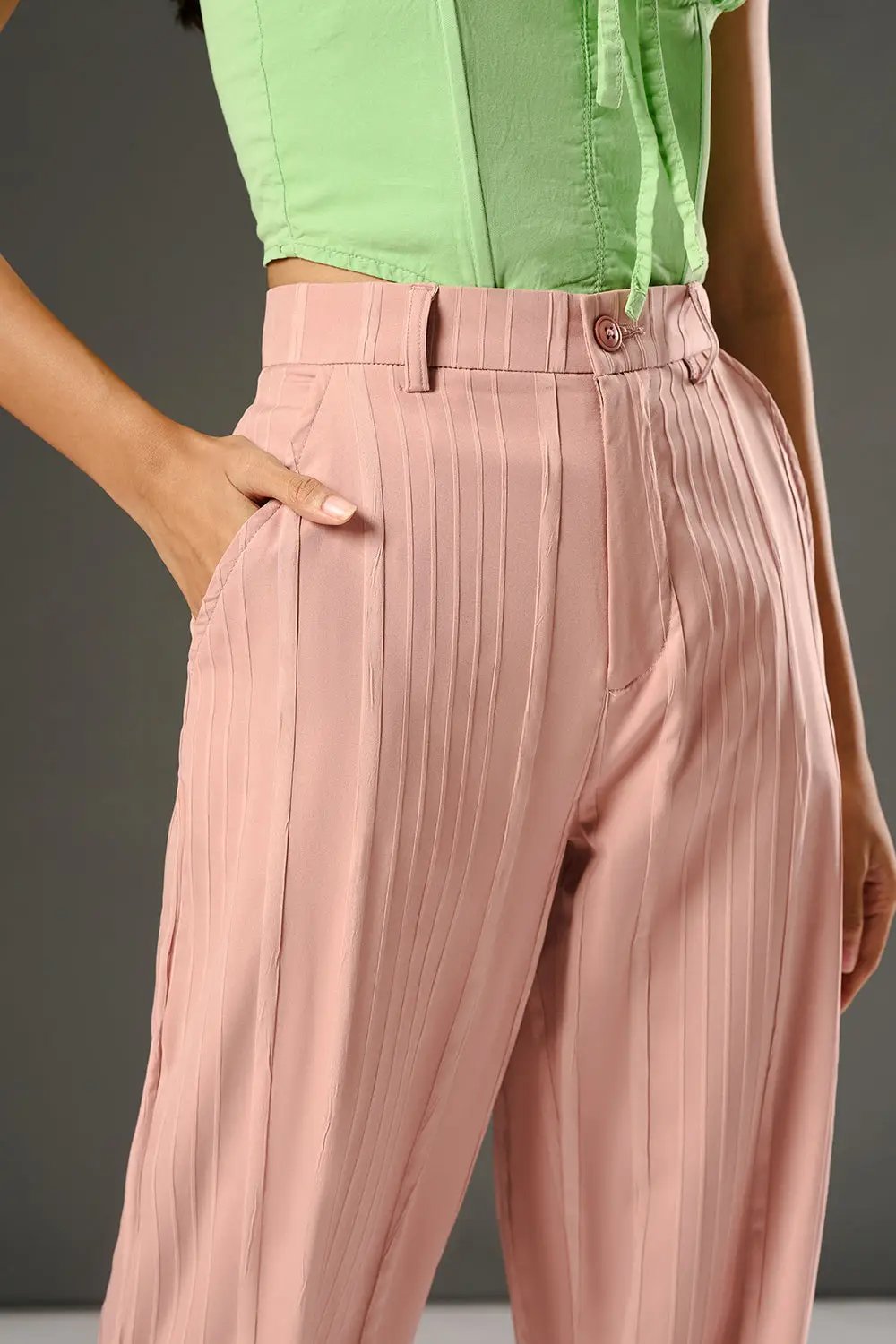 Blush Petal Women's Textured Korean Pants