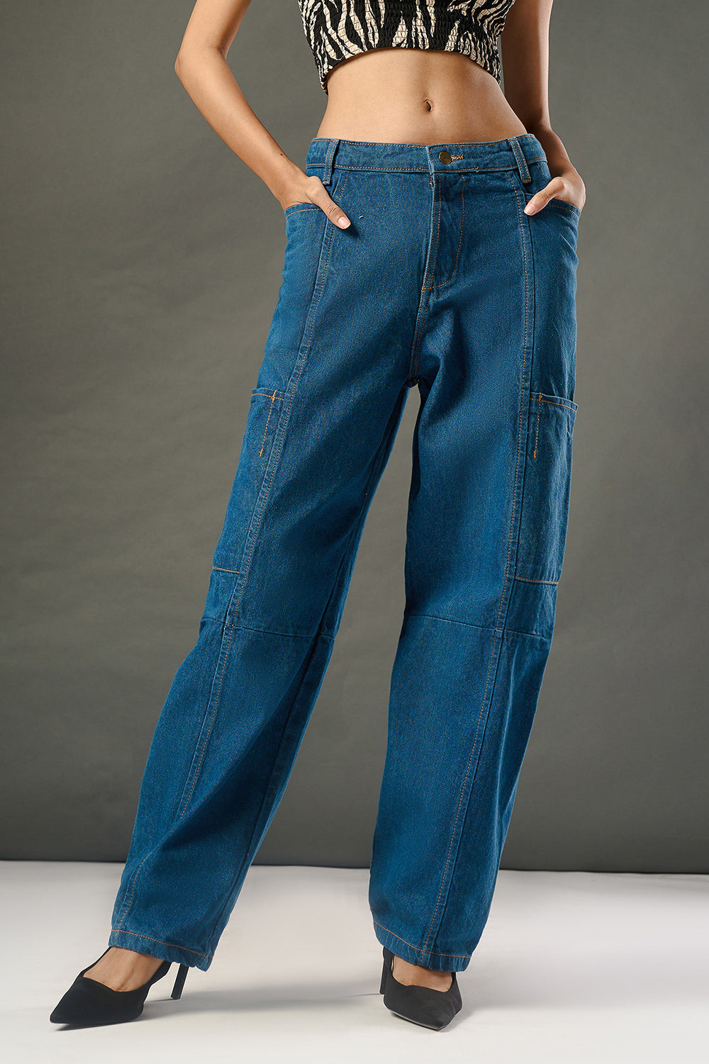 Electric Blue Baggy Fit Jeans