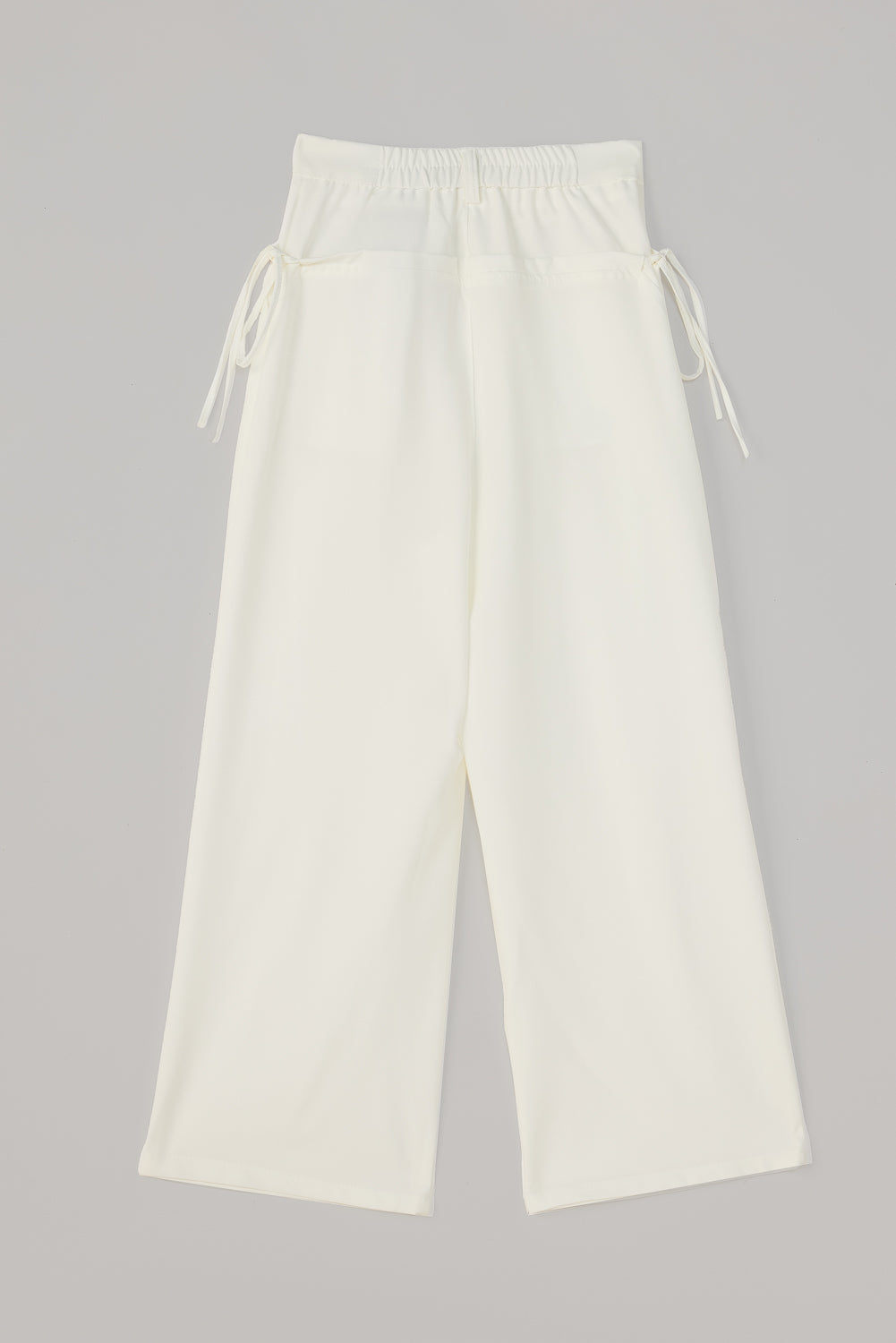 White Wide Fit-Flat Pocket Korean Pants