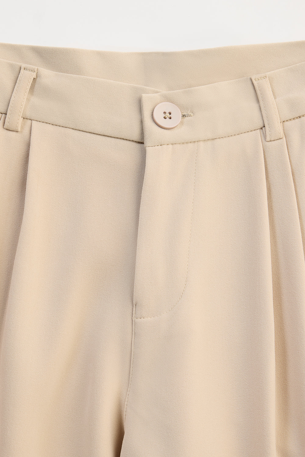 Sand Beige Double Pleated Korean Pants