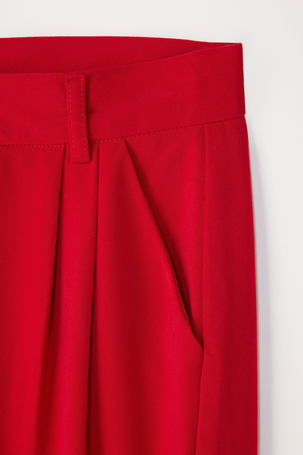 Scarlet Red Double Pleated Korean Pants