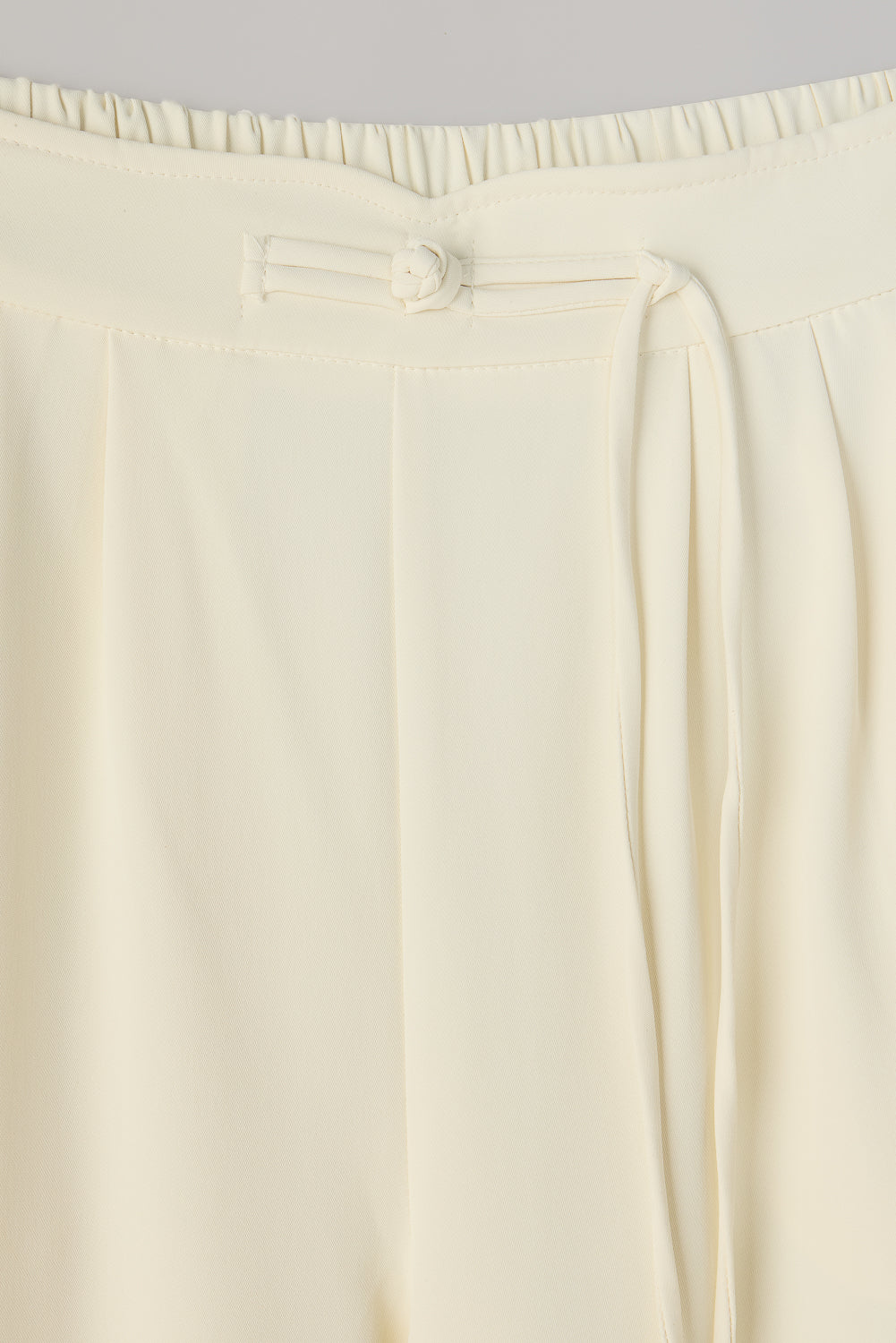 Egret White Knotted Waist Korean Pants