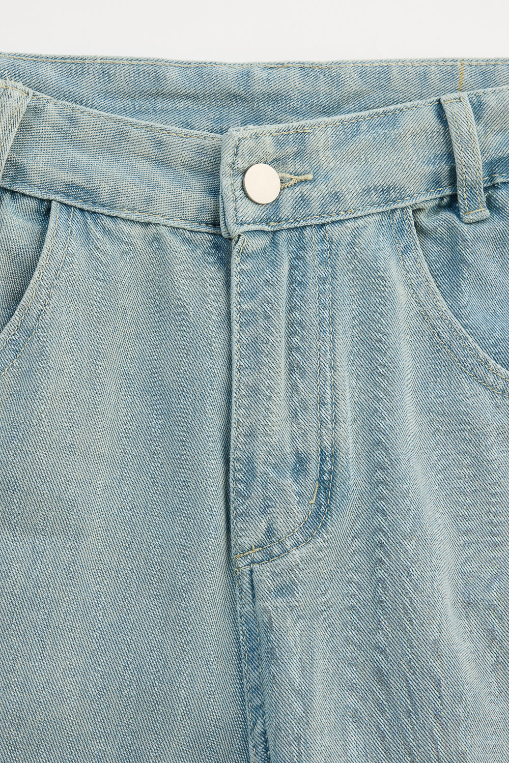 Light Blue Denim Flared Korean Pants