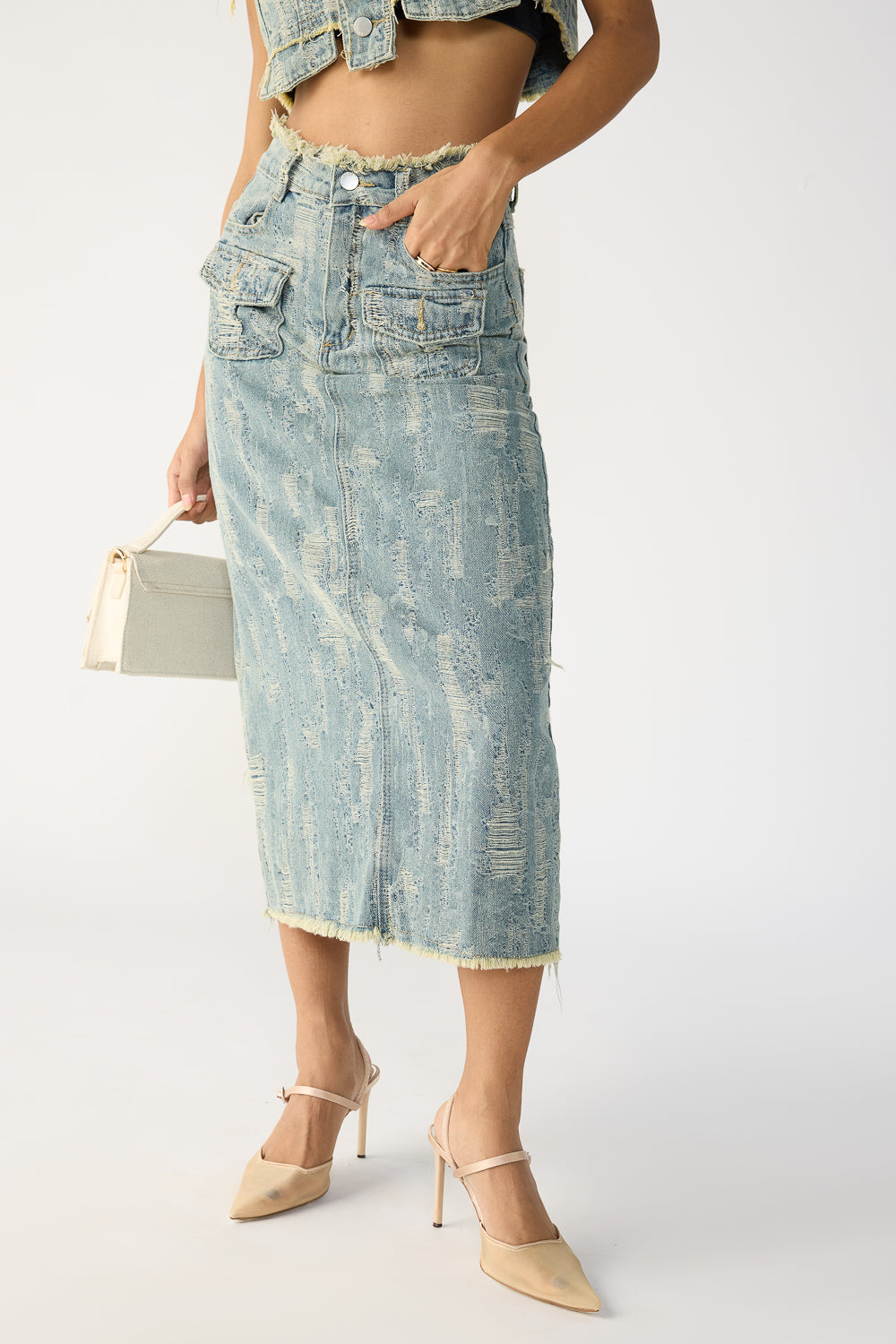 Textured Blue Denim Co-Ord Set