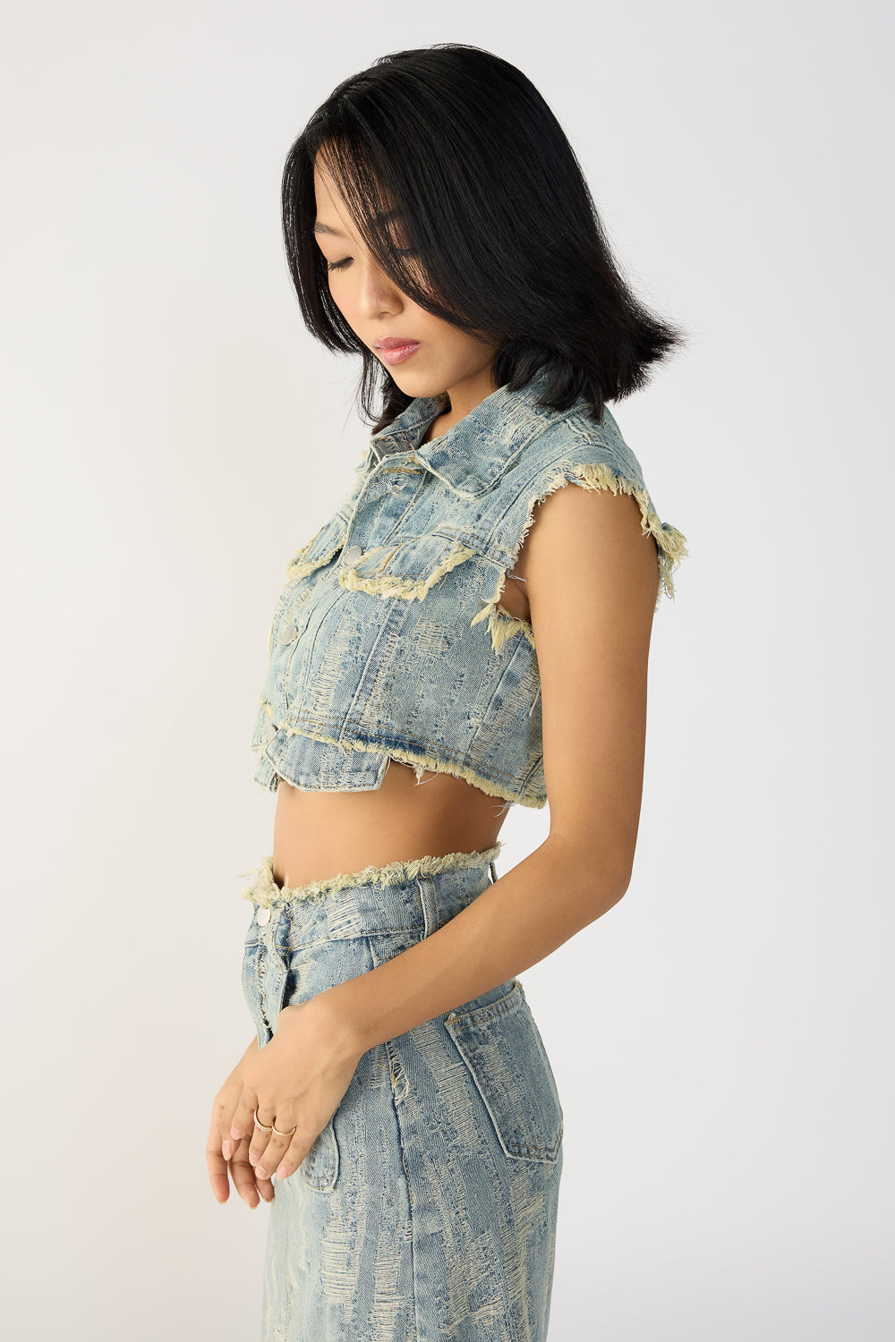 Textured Blue Denim Co-Ord Set