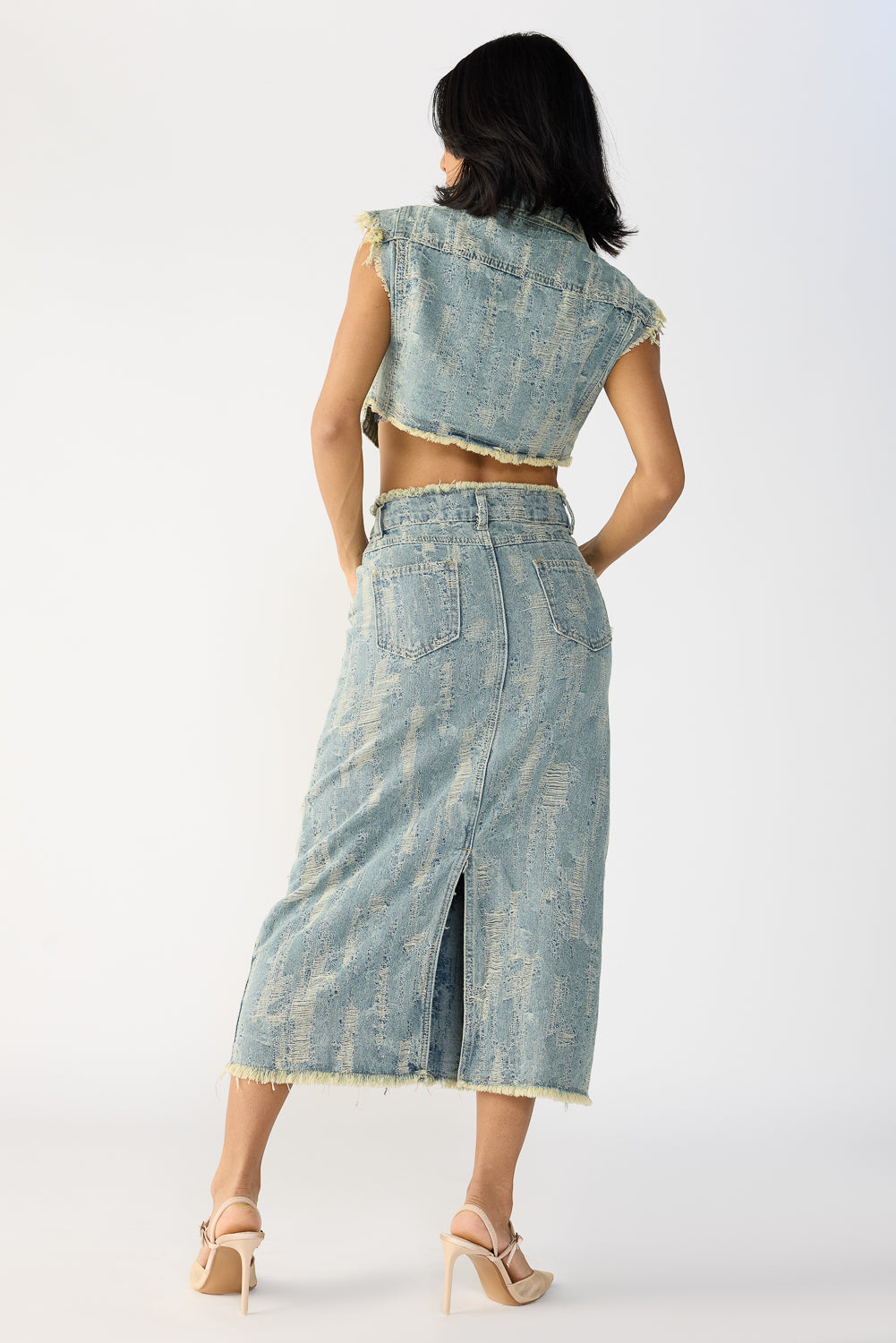 Textured Blue Denim Co-Ord Set