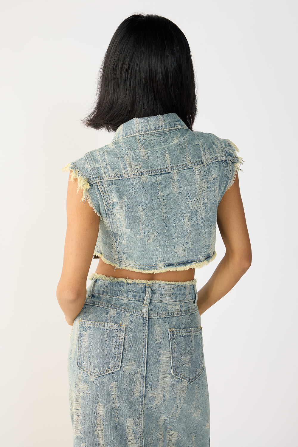 Textured Blue Denim Co-Ord Set