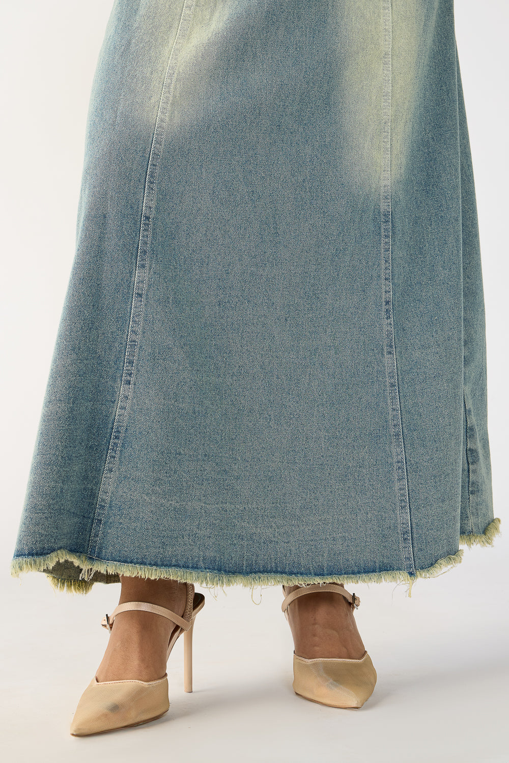 Steel Blue Panelled Denim Dress