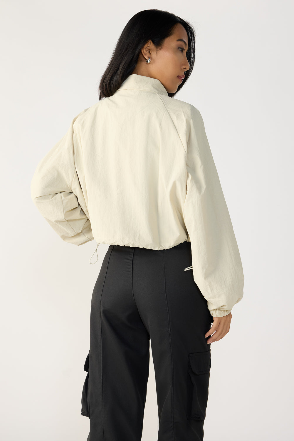 Ivory Cropped Cargo Jacket