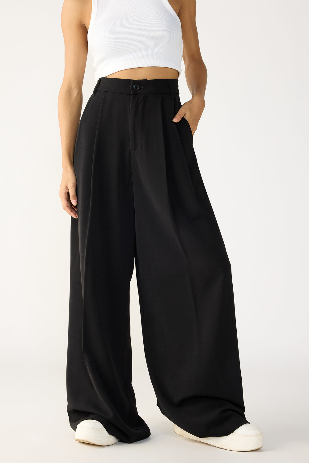 Silken Black Flared Formal Korean Pants