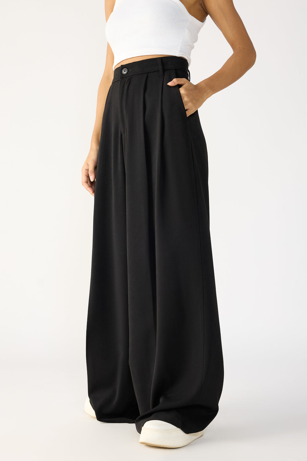 Silken Black Women's Baggy Wide Korean Pants