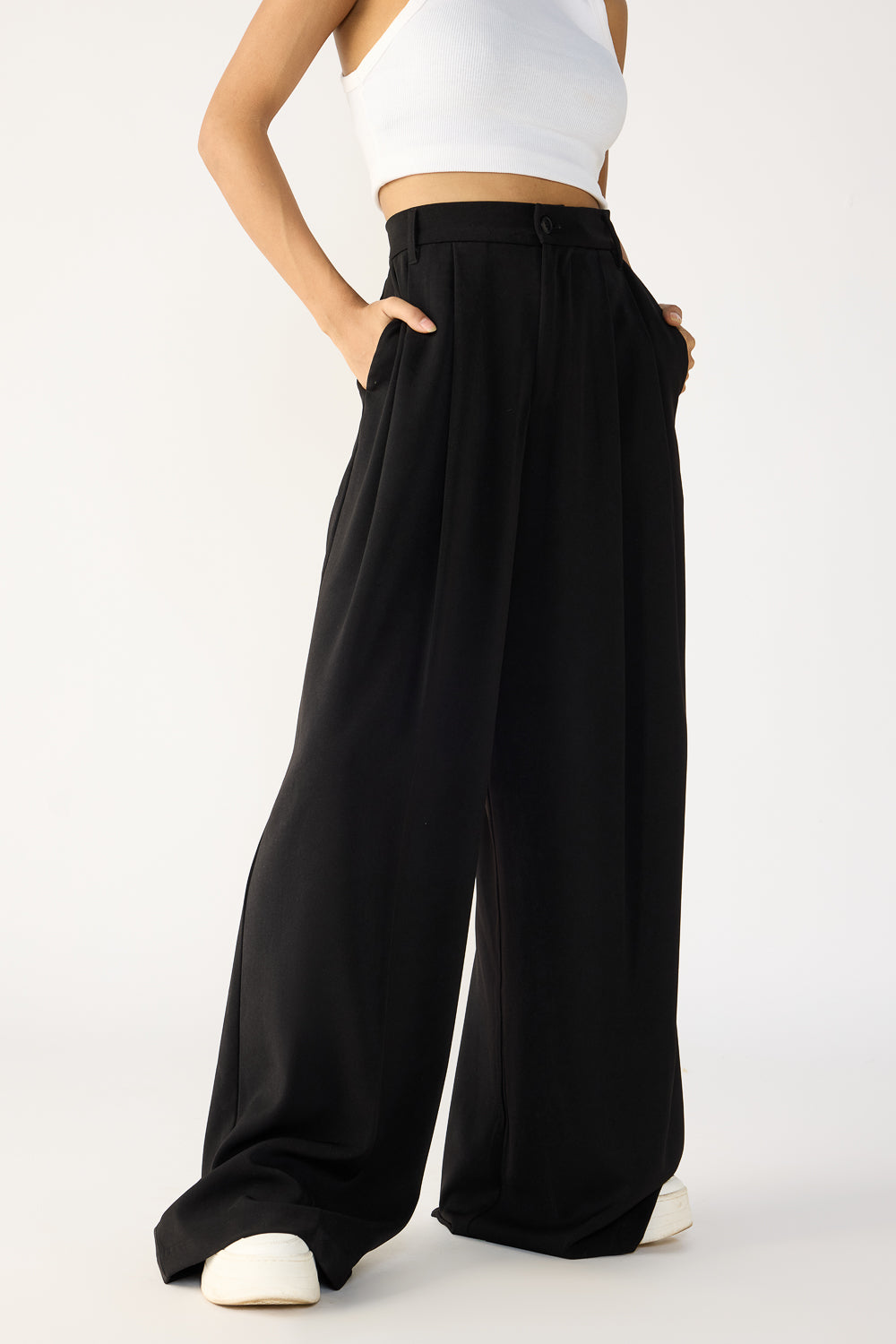 Silken Black Flared Formal Korean Pants