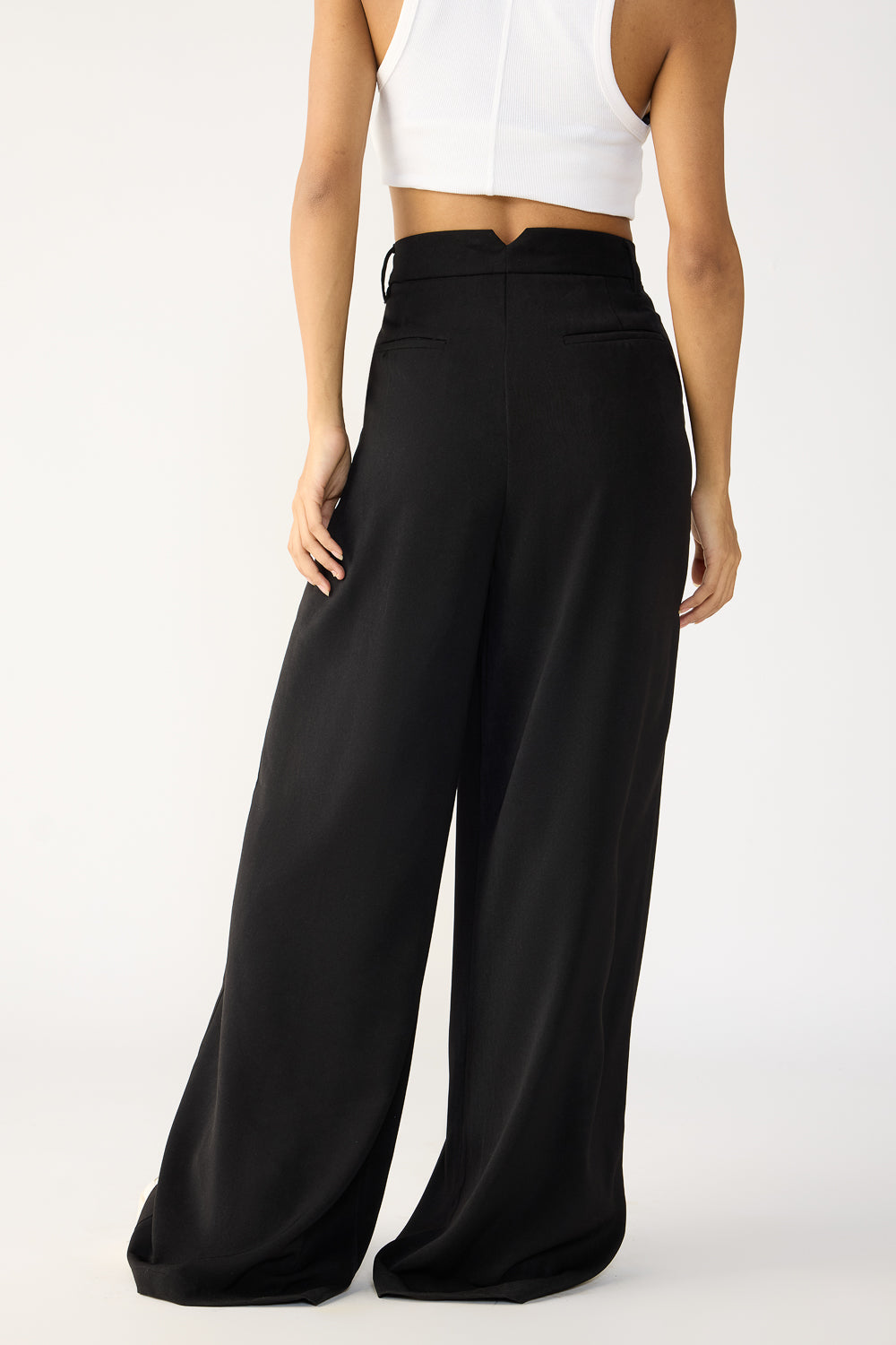 Silken Black Flared Formal Korean Pants