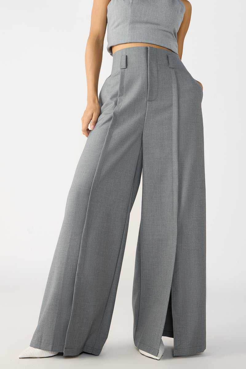 CRACK PADDED LACE-UP WIDE PANTS apa770w(GREY)